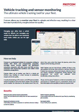 GPS vehicle tracking and sensor monitoring - Flyer - Frotcom