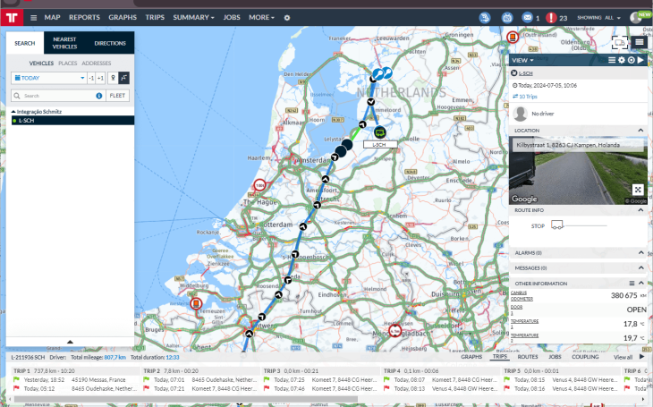 Frotcom - Integration with Schmitz Cargobull - Map